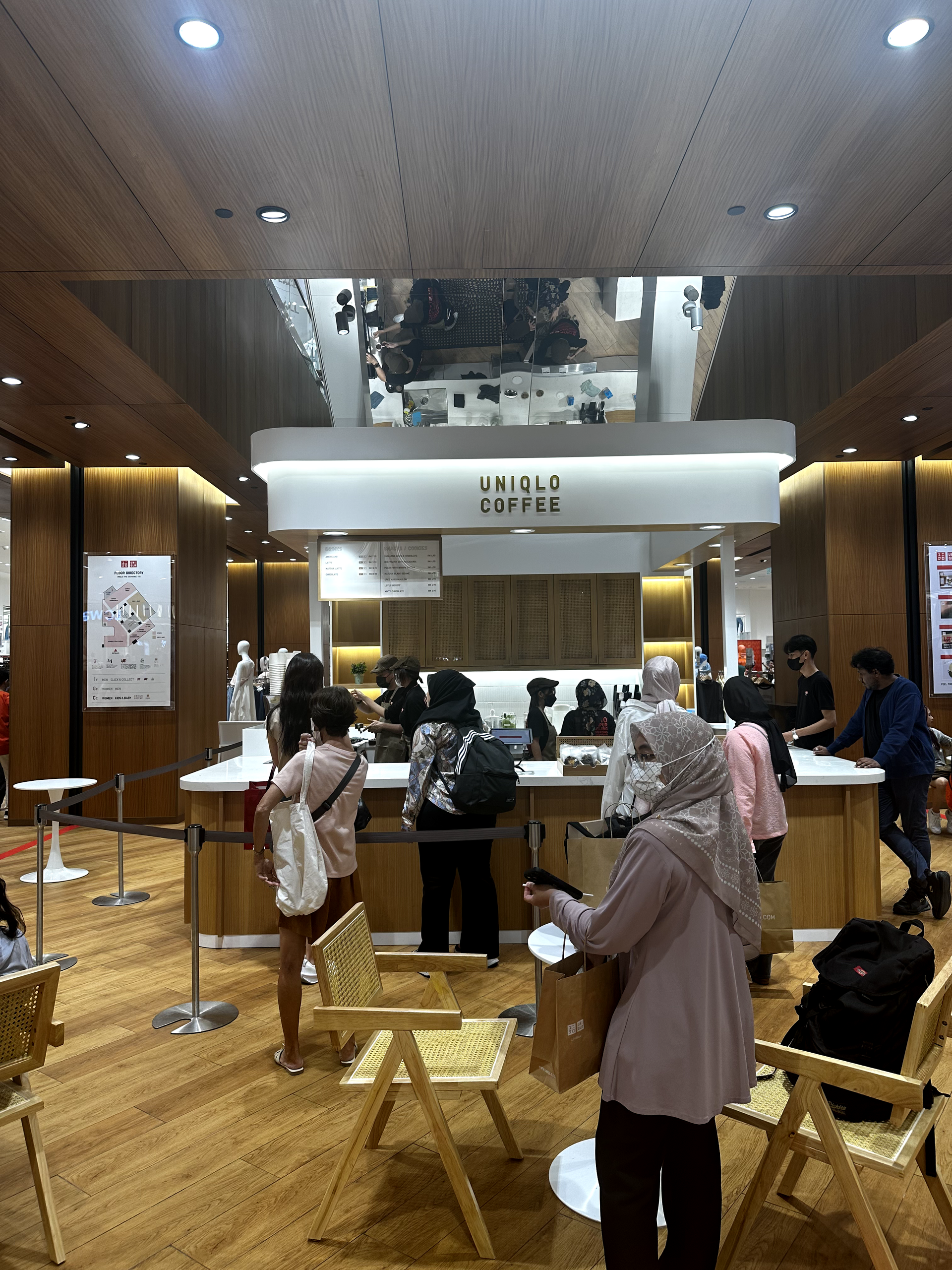 Inside Uniqlo, patrons lining up for coffee